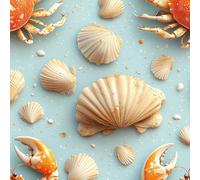 Self Adhesive Wallpaper Crabs Shells Seafood Vinyl Wrap Contact Paper Waterproof & Stain-Resistant with Wet Wipe Cleaning for Cabinet Countertops Pantries Bathroom Walls Wallpaper 40 cm x 3 m