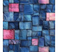 Self Adhesive Wallpaper Denim Geometric Peel and Stick Wallpaper Retro Art Pattern Vinyl Film 17.3"x197" Contact Paper Sticky Back Plastic for Bedroom Living Room Bathroom