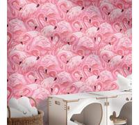 Self Adhesive Wallpaper Flamingo Pink Peel and Stick Wallpaper Art Deco for Kids Room & Adults Bedroom Worktop Vinyl Covering Waterproof Sticky Back Plastic Roll (38.6x320.6 CM)
