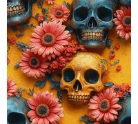 Self Adhesive Wallpaper Flowers Peel and Stick Wallpaper Gothic Skull Floral Pattern Pattern Vinyl Film 40×300CM Contact Paper Retro Style Sticky Back Plastic for Living Bedroom Bathroom