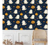 Self Adhesive Wallpaper Halloween Contact Paper 50CM×15M Peel and Stick Wallpaper Jack-o'-Lantern Starry Sky Ghost Stick on Wall Paper Removable Vinyl Wrap for Living Room Bedroom Wall Cabinets Decor