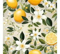Self Adhesive Wallpaper Lemon Leaves Peel and Stick Wallpaper Painting Fruit Pattern Vinyl Film 17.3"x393" Contact Paper Sticky Back Plastic for Bedroom Living Room Bathroom