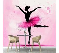 Self Adhesive Wallpaper Mural Ballet Dancer Photo Wallpaper Pink 3D Effect Poster Mural for Living Room Bedroom Wall Home Decoration 250x175 cm B-5920