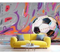 Self Adhesive Wallpaper Mural Football Photo Wallpaper Modern Abstract 3D Effect Poster Mural for Living Room Bedroom Wall Home Decoration 150x105 cm B-3069