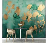 Self Adhesive Wallpaper Mural Ginkgo Biloba Photo Wallpaper Green 3D Effect Poster Mural for Living Room Bedroom Wall Home Decoration 350x250 cm B-4795