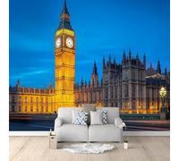 Self Adhesive Wallpaper Mural London Photo Wallpaper Urban Architecture 3D Effect Poster Mural for Living Room Bedroom Wall Home Decoration 300x210 cm B-0264