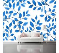 Self-Adhesive Wallpaper Mural, Modern Simplicity Blue Leave Branches And Foliage Patterned Wall Decor for Living Room Bedroom, Home Decoration Wall Stickers for Teen Kids Bedroom Playroom 300 x 210 cm