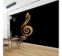 Self Adhesive Wallpaper Mural Music Notes Photo Wallpaper Black 3D Effect Poster Mural for Living Room Bedroom Wall Home Decoration 400x280 cm B-2471