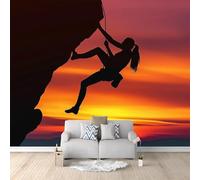 Self Adhesive Wallpaper Mural Rock Climbing Photo Wallpaper Sunset 3D Effect Poster Mural for Living Room Bedroom Wall Home Decoration 350x250 cm B-0216