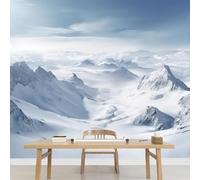 Self Adhesive Wallpaper Mural Snow Mountain Photo Wallpaper Winter Landscape 3D Effect Poster Mural for Living Room Bedroom Wall Home Decoration 300x210 cm B-4381