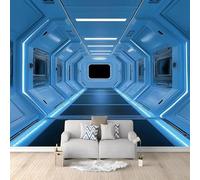 Self Adhesive Wallpaper Mural Space Theme Photo Wallpaper Space Corridor 3D Effect Poster Mural for Living Room Bedroom Wall Home Decoration 250x175 cm B-2069