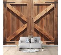 Self Adhesive Wallpaper Mural Wooden Pattern Photo Wallpaper Rustic Barn Door 3D Effect Poster Mural for Living Room Bedroom Wall Home Decoration 200x140 cm B-2474