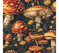 Self Adhesive Wallpaper Mushroom Red Peel and Stick Wallpaper Forest Painted Pattern Vinyl Film 17.3"x236" Contact Paper Sticky Back Plastic for Bedroom Living Room Bathroom