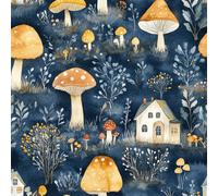 Self Adhesive Wallpaper Mushrooms Hut Peel and Stick Wallpaper Painted Forest Pattern Vinyl Film 17.3"x118" Contact Paper Sticky Back Plastic for Bedroom Living Room Bathroom
