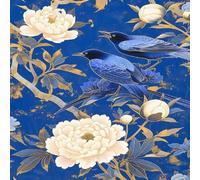 Self Adhesive Wallpaper New Chinese Style Peony Contact Paper 44x600 cm Peel and Stick Wallpaper Magpie Stick on Wallpaper Removable Non-Woven Canvas for Living Room Bedroom Wall Cabinets A-3
