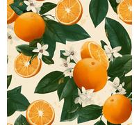 Self Adhesive Wallpaper Orange Fruit Peel and Stick Wallpaper Painting Plants Pattern Vinyl Film 17.3"x78.7" Contact Paper Sticky Back Plastic for Bedroom Living Room Bathroom