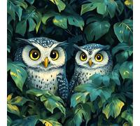 Self Adhesive Wallpaper Owl Leaves Peel and Stick Wallpaper Forest Painted Pattern Vinyl Film 17.3"x118" Contact Paper Sticky Back Plastic for Bedroom Living Room Bathroom