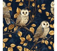 Self Adhesive Wallpaper Owl Tree Branch Peel and Stick Wallpaper Painted Forest Pattern Vinyl Film 17.3"x393" Contact Paper Sticky Back Plastic for Bedroom Living Room Bathroom