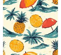 Self Adhesive Wallpaper Pineapple Orange Peel and Stick Wallpaper Painted Palm Trees Pattern Vinyl Film 17.3"x197" Contact Paper Sticky Back Plastic for Bedroom Living Room Bathroom