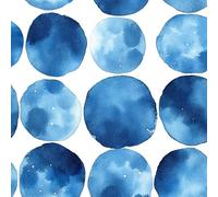 Self Adhesive Wallpaper Polka Dots Blue Peel and Stick Wallpaper Watercolor Abstract Pattern Vinyl Film 17.3"x236" Contact Paper Sticky Back Plastic for Bedroom Living Room Bathroom