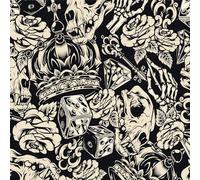 Self Adhesive Wallpaper, Removable Decorative Film, Crown Skull Sci-Fi Space Pattern, Dark Academia Gothic Style, 44X600CM Peel and Stick Contact Paper for Wall Decal or Cabinet Furniture