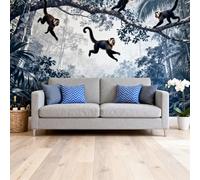 Self Adhesive Wallpaper Removable Stick On Contact Paper Monkeys Forest Peel and Stick Wallpaper for Bedroom Living Room Sofa Tv Background 100Cm(H) X140Cm(W)