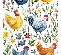 Self Adhesive Wallpaper Rooster Flowers Peel and Stick Wallpaper Painted Vintage Pattern Vinyl Film 17.3"x78.7" Contact Paper Sticky Back Plastic for Bedroom Living Room Bathroom