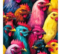 Self Adhesive Wallpaper Rooster Painted Peel and Stick Wallpaper Cartoon Farm Pattern Vinyl Film 17.3"x393" Contact Paper Sticky Back Plastic for Bedroom Living Room Bathroom