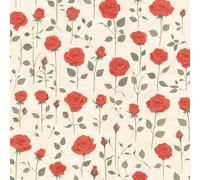 Self Adhesive Wallpaper Rose Flower Red Peel and Stick Wallpaper Painted Vintage Pattern Vinyl Film 17.3"x393" Contact Paper Sticky Back Plastic for Bedroom Living Room Bathroom