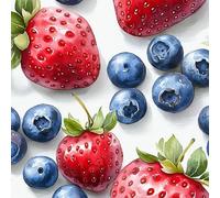 Self Adhesive Wallpaper Strawberry Blueberry Fruit Vinyl Wrap Contact Paper Waterproof & Stain-Resistant with Wet Wipe Cleaning for Cabinet Countertops Pantries Bathroom Walls Wallpaper 30 cm x 2 m