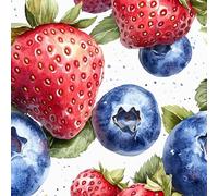 Self Adhesive Wallpaper Strawberry Blueberry Fruit Vinyl Wrap Contact Paper Waterproof & Stain-Resistant with Wet Wipe Cleaning for Cabinet Countertops Pantries Bathroom Walls Wallpaper 30 cm x 2 m