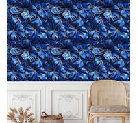 Self Adhesive Wallpaper Tropical Leaves Peel and Stick Wallpaper Dark Blue Jungle Leaves Pattern Vinyl Film 40×300CM Contact Paper Retro Style Sticky Back Plastic for Bedroom Living Room Bathroom