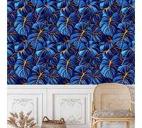 Self Adhesive Wallpaper Tropical Plants Contact Paper 50CM×15M Peel and Stick Wallpaper Blue Jungle Plant Leaves Stick on Wall Paper Removable Vinyl Wrap for Living Room Bedroom Wall Cabinets Decor