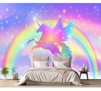 Self Adhesive Wallpaper Unicorn Rainbow Cartoon Mural Peel and Stick Wallpaper for Living Room Bedroom -ZIZ1219-330cmx245cm