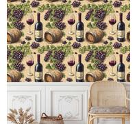 Self Adhesive Wallpaper Vineyard Contact Paper 50CM×15M Peel and Stick Wallpaper Wine Time Stick on Wall Paper Removable Vinyl Wrap for Living Room Bedroom Wall Cabinets Decor