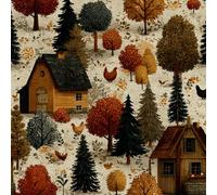 Self Adhesive Wallpaper Wooden House Big Tree Peel and Stick Wallpaper Painting Pastoral Pattern Vinyl Film 17.3"x78.7" Contact Paper Sticky Back Plastic for Bedroom Living Room Bathroom