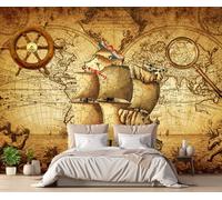 Self Adhesive Wallpaper World Map Navigation Mural Peel and Stick Wallpaper for Living Room Bedroom -ZIZ0385-400cmx260cm