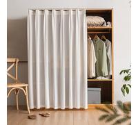 Self-Adhesive Wardrobe Curtain, Modern Living Room Curtain Washable Curtains White Privacy Shelf Curtain Sliding with Whisper Track Window Decoration,D,W 200 cm x H 240 cm