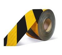 Self-Adhesive Waterproof Reflective Warning Tape - 2pcs (10CM x 25M) for Floor Marking Safety Signage Visibility Enhancement Reflective Strips