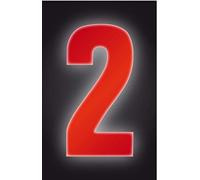 Self Adhesive Wheelie Bin Numbers 17cm - 2 - High Visibility Red