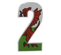 Self Adhesive Wheelie Bin Numbers 17cm - 2 - Welsh Dragon Design