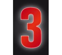Self Adhesive Wheelie Bin Numbers 17cm - 3 - High Visibility Red