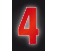 Self Adhesive Wheelie Bin Numbers 17cm - 4 - High Visibility Red