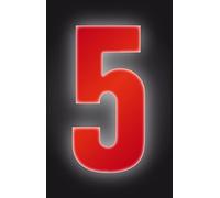 Self Adhesive Wheelie Bin Numbers 17cm - 5 - High Visibility Red