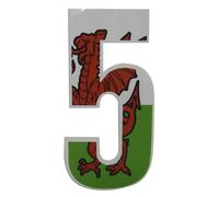 Self Adhesive Wheelie Bin Numbers 17cm - 5 - Welsh Dragon Design
