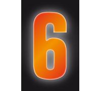 Self Adhesive Wheelie Bin Numbers 17cm - 6 - High Visibility Orange
