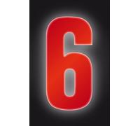 Self Adhesive Wheelie Bin Numbers 17cm - 6 - High Visibility Red