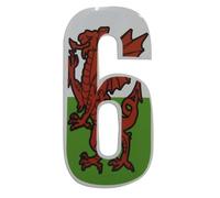 Self Adhesive Wheelie Bin Numbers 17cm - 6 - Welsh Dragon Design