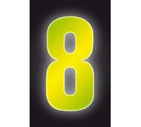 Self Adhesive Wheelie Bin Numbers 17cm - 8 - High Visibility Yellow