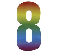Self Adhesive Wheelie Bin Numbers 17cm - 8 - Rainbow Design